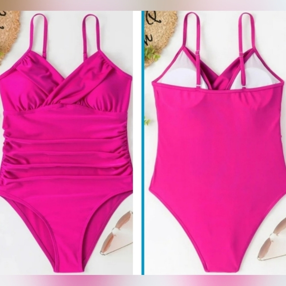 💗NWT Hot Pink One-Piece Swimsuit - Picture 2 of 2